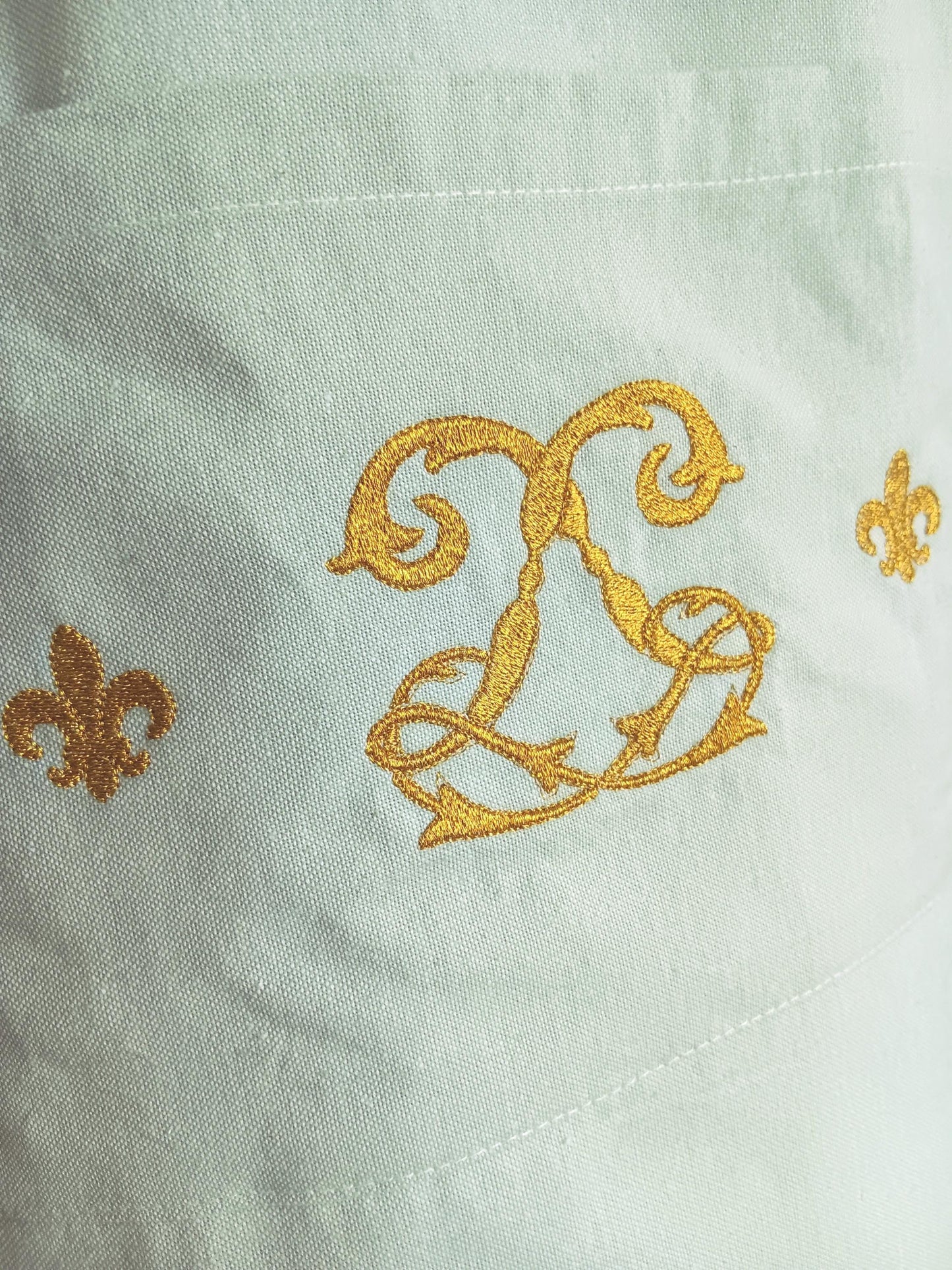 Tablier de cuisine / jardinage - Monogramme de Louis XV - vert amande