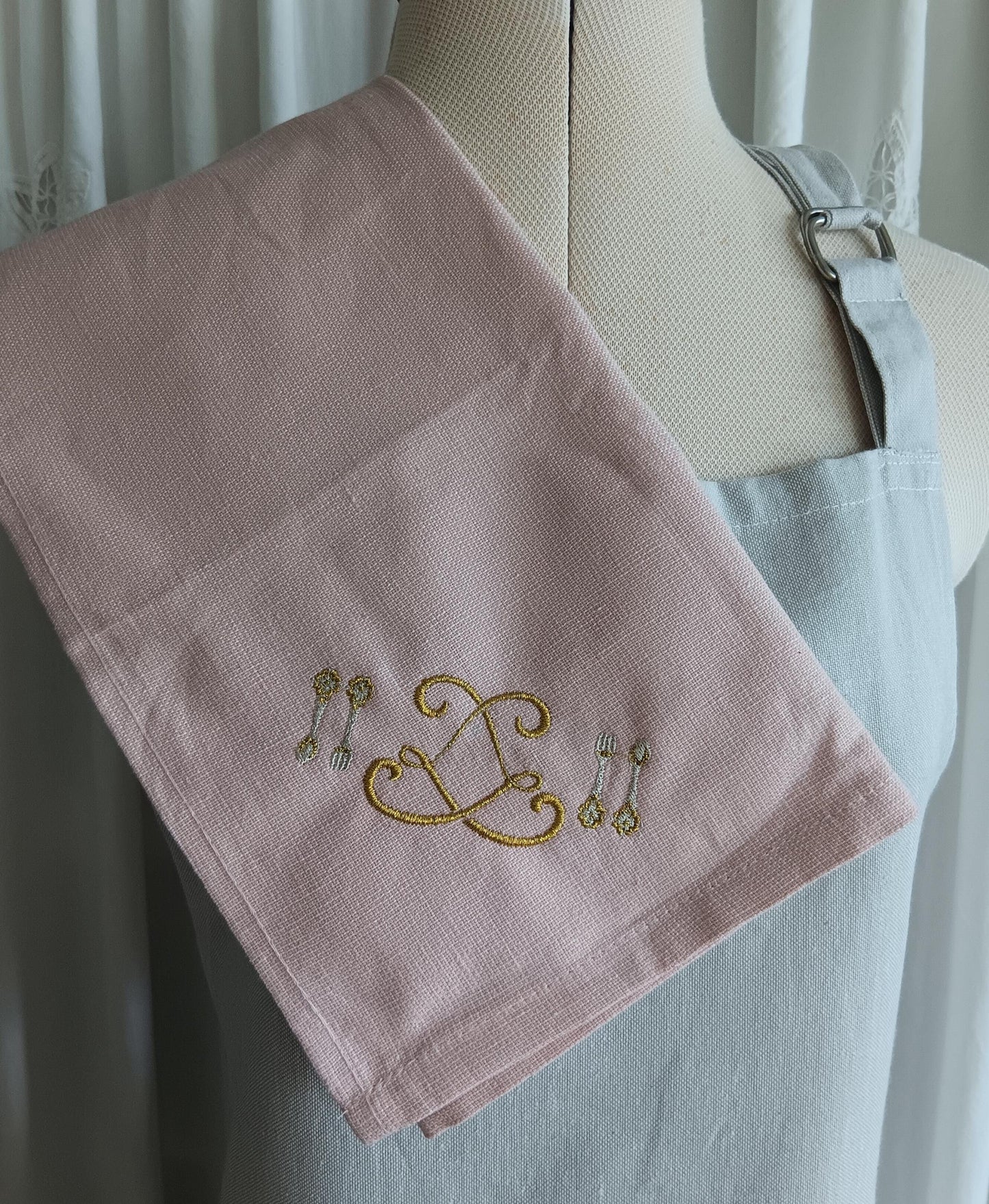 Torchon de cuisine - Monogramme de Louis XVI - beige rosé