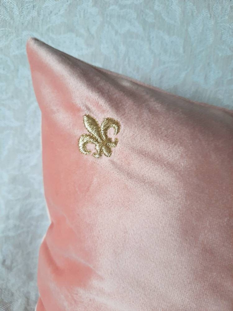 Housse de coussin brodée en velours - Monogramme de Marie-Antoinette