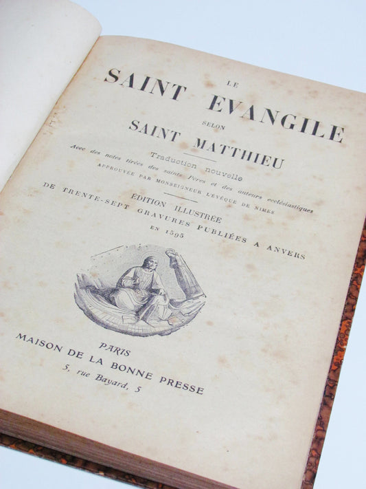 Bien préservé - Évangile selon Matthieu - 37 gravures de 1595 - imprimé en 1900 - en français