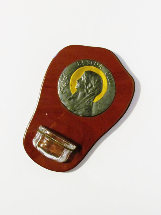 Bénitier - Regina Coeli - Pierre et métal - vintage