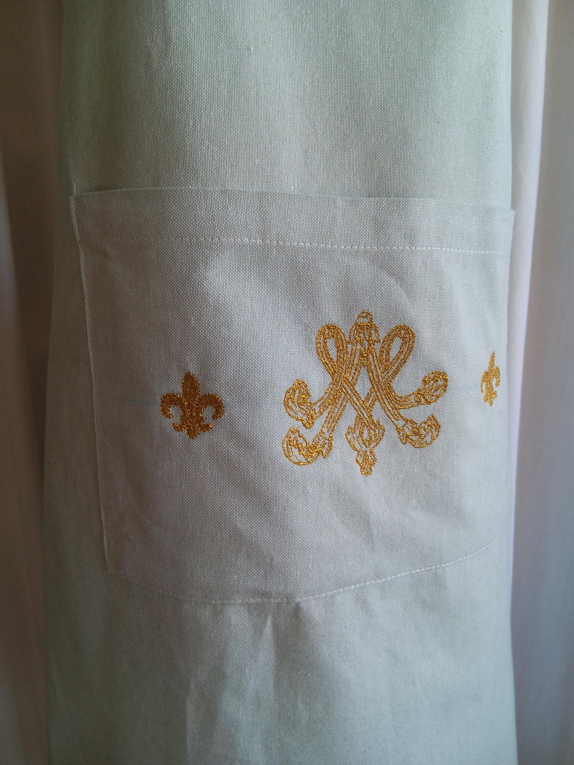 Tablier de cuisine / jardinage - Monogramme de Marie-Antoinette - vert amande