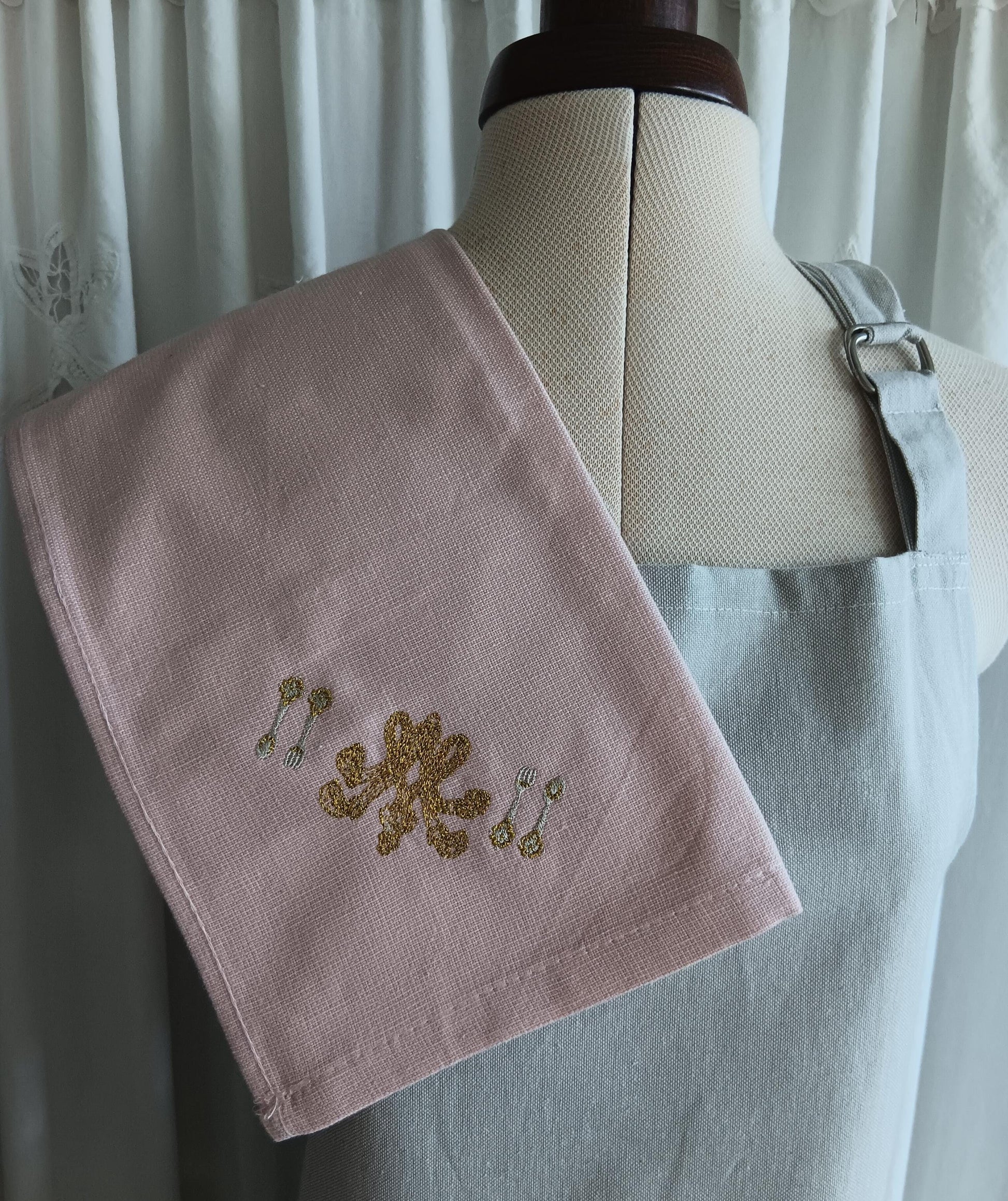 Torchon de cuisine - Monogramme de Marie-Antoinette - beige rosé