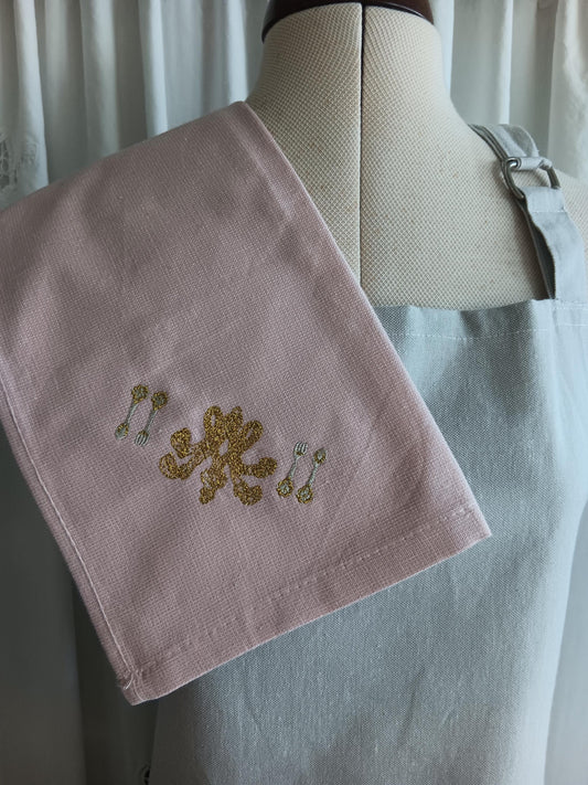Torchon de cuisine - Monogramme de Marie-Antoinette - beige rosé